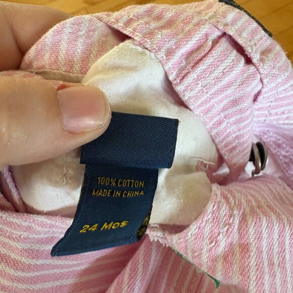 OshKosh B'gosh Light Pink Striped Overalls Vintage? Toddler Size 24 months - Picture 10 of 11